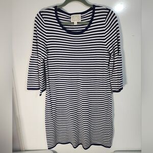 Sail To Sable Striped Navy and White Dress, Size Med